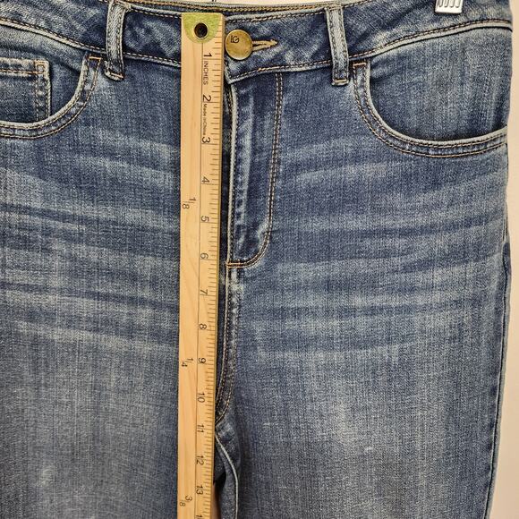 LOGO Lori Goldstein Girlfriend Jeans Size 4 28" High Waist Stretch Distressed - Picture 10 of 14